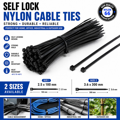 Cable ties black nylon - cable,