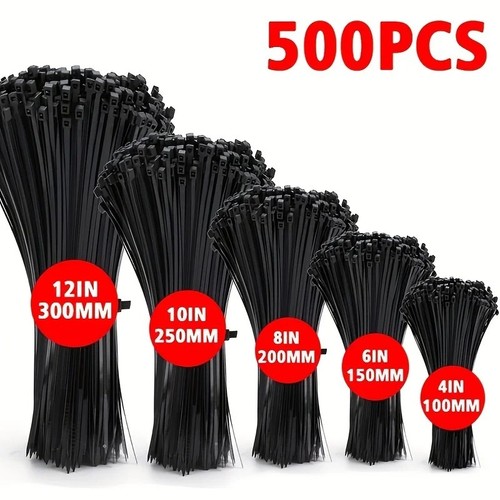 500pcs black cable ties - 500pcs,