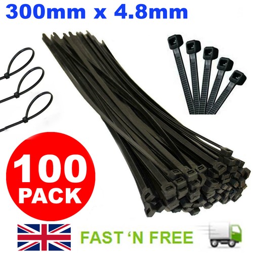 100 black cable ties 300mm - cable,