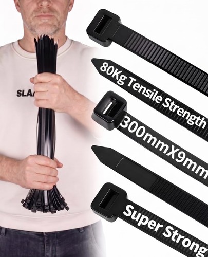 10x black cable ties - black,