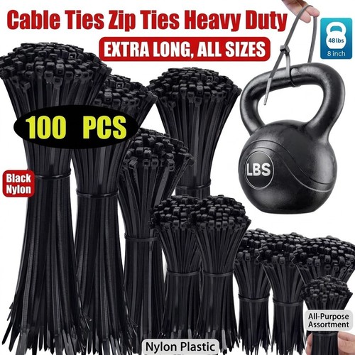 Black cable ties nylon zip - black,