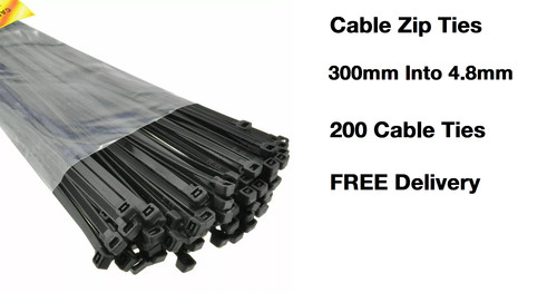 Cable ties black 300mm - black,