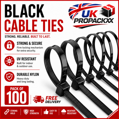 Black cable ties zip - black,